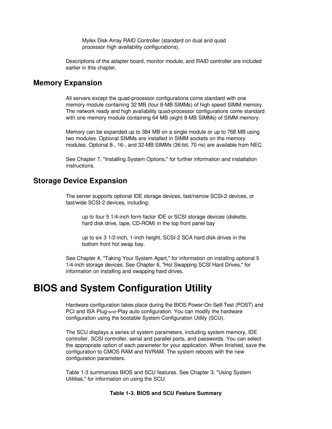 NEC PH133 manual Bios and System Configuration Utility, Memory Expansion, Storage Device Expansion 