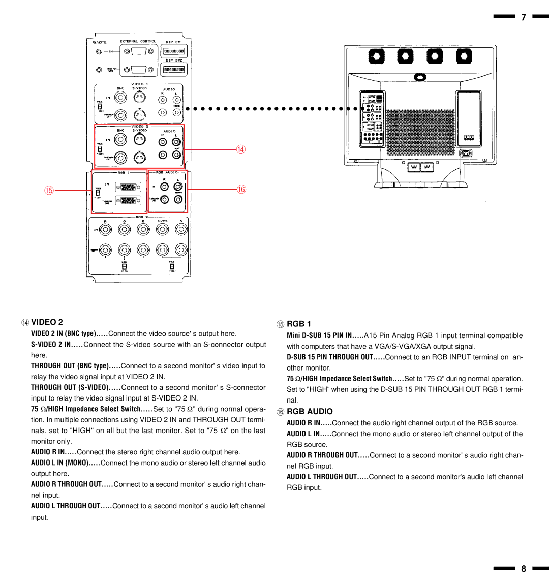 NEC PlasmaSync 3300 user manual Rgb 