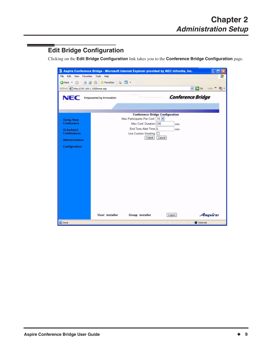 NEC P/N 0893416 manual Edit Bridge Conﬁguration 