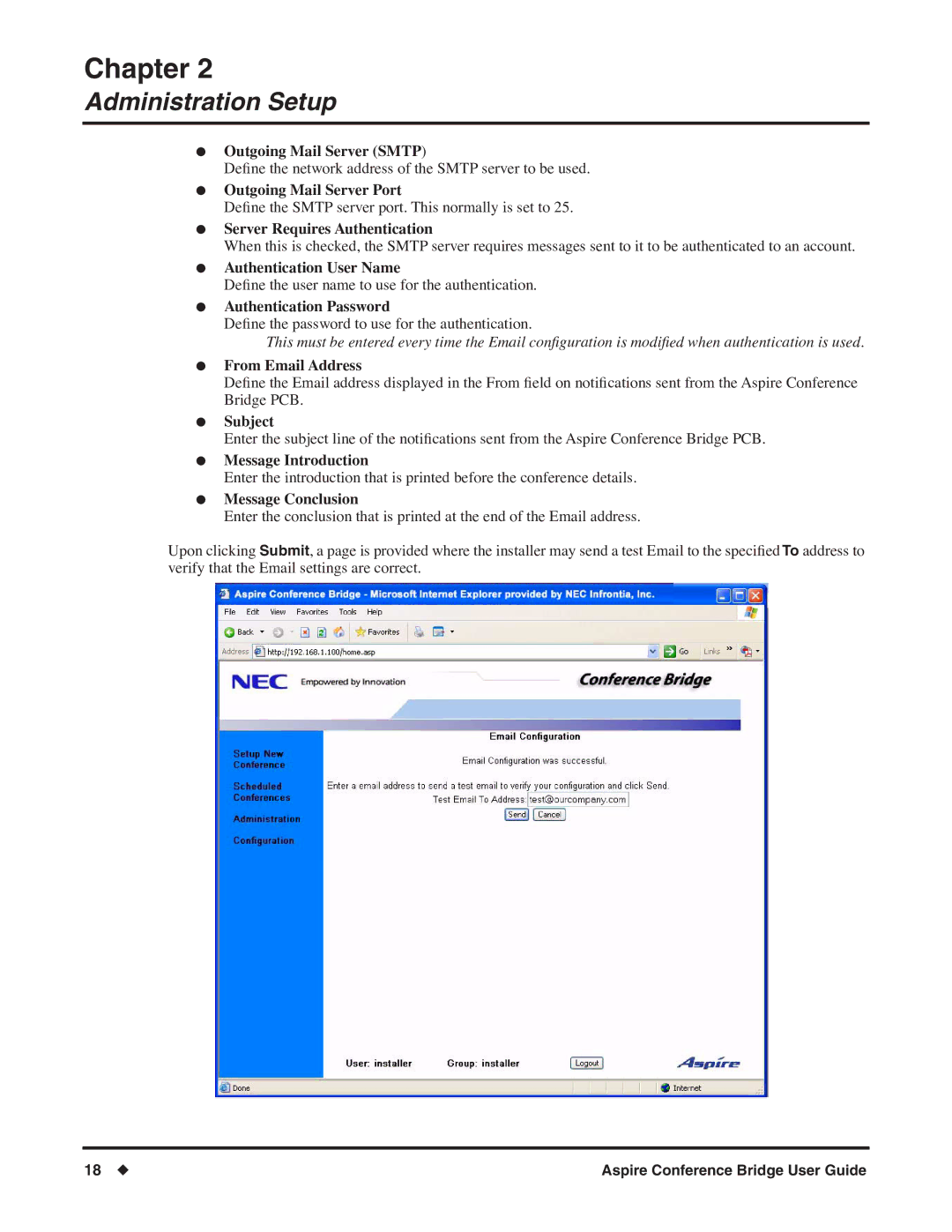 NEC P/N 0893416 Outgoing Mail Server Smtp, Outgoing Mail Server Port, Server Requires Authentication, From Email Address 