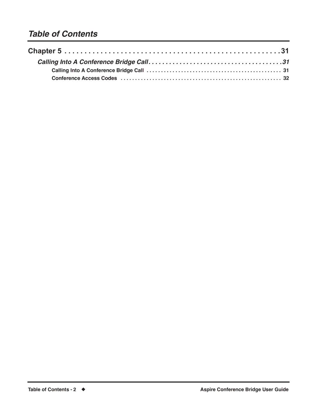 NEC P/N 0893416 manual Calling Into a Conference Bridge Call, Table of Contents 