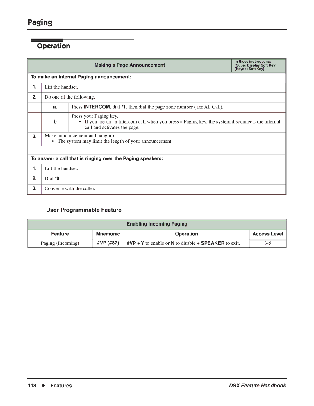 NEC P/N 1093099 manual Making a Page Announcement, To make an internal Paging announcement, Paging Incoming 