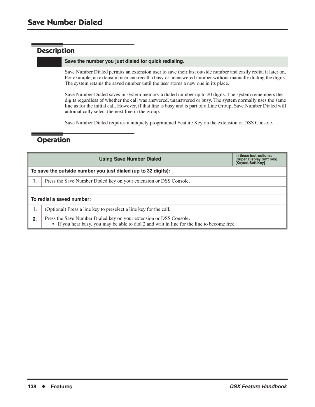 NEC P/N 1093099 manual Save the number you just dialed for quick redialing, Using Save Number Dialed 