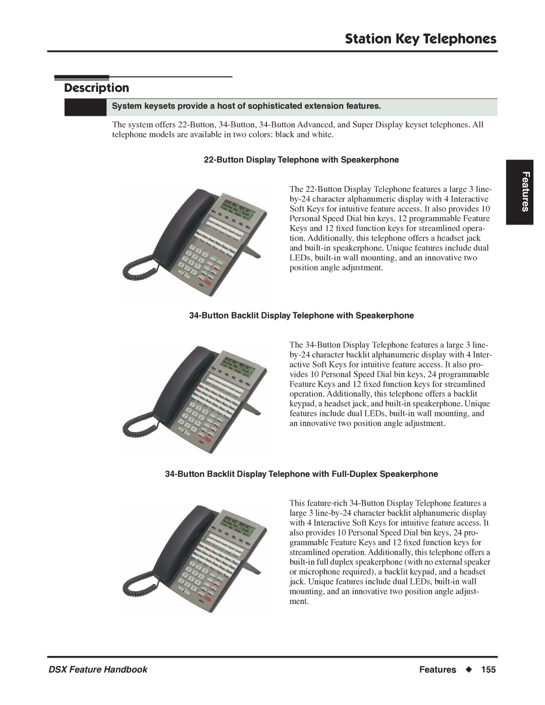 NEC P/N 1093099 manual Station Key Telephones, Button Display Telephone with Speakerphone 