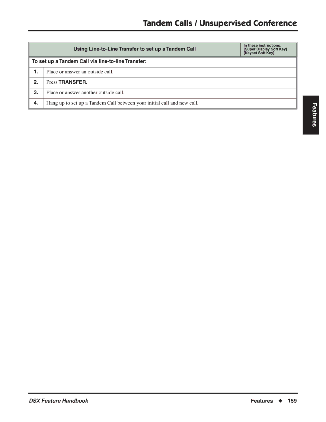 NEC P/N 1093099 Using Line-to-Line Transfer to set up a Tandem Call, To set up a Tandem Call via line-to-line Transfer 