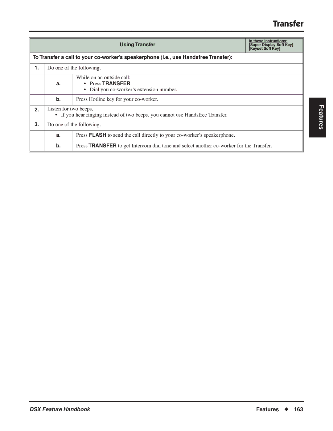 NEC P/N 1093099 manual Transfer 