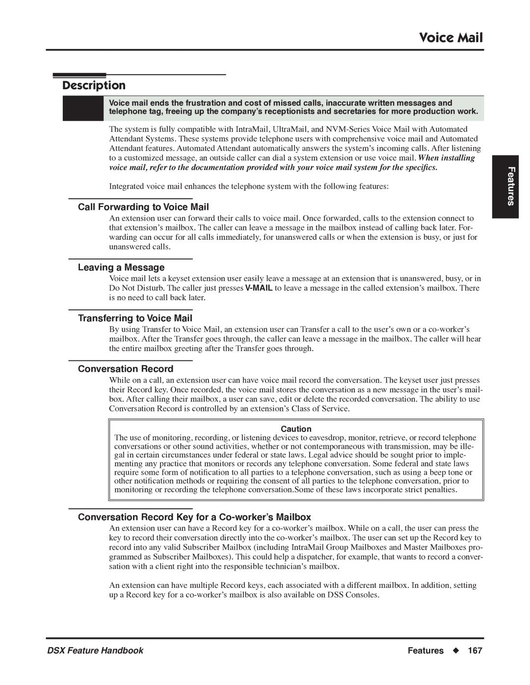 NEC P/N 1093099 manual Voice Mail 