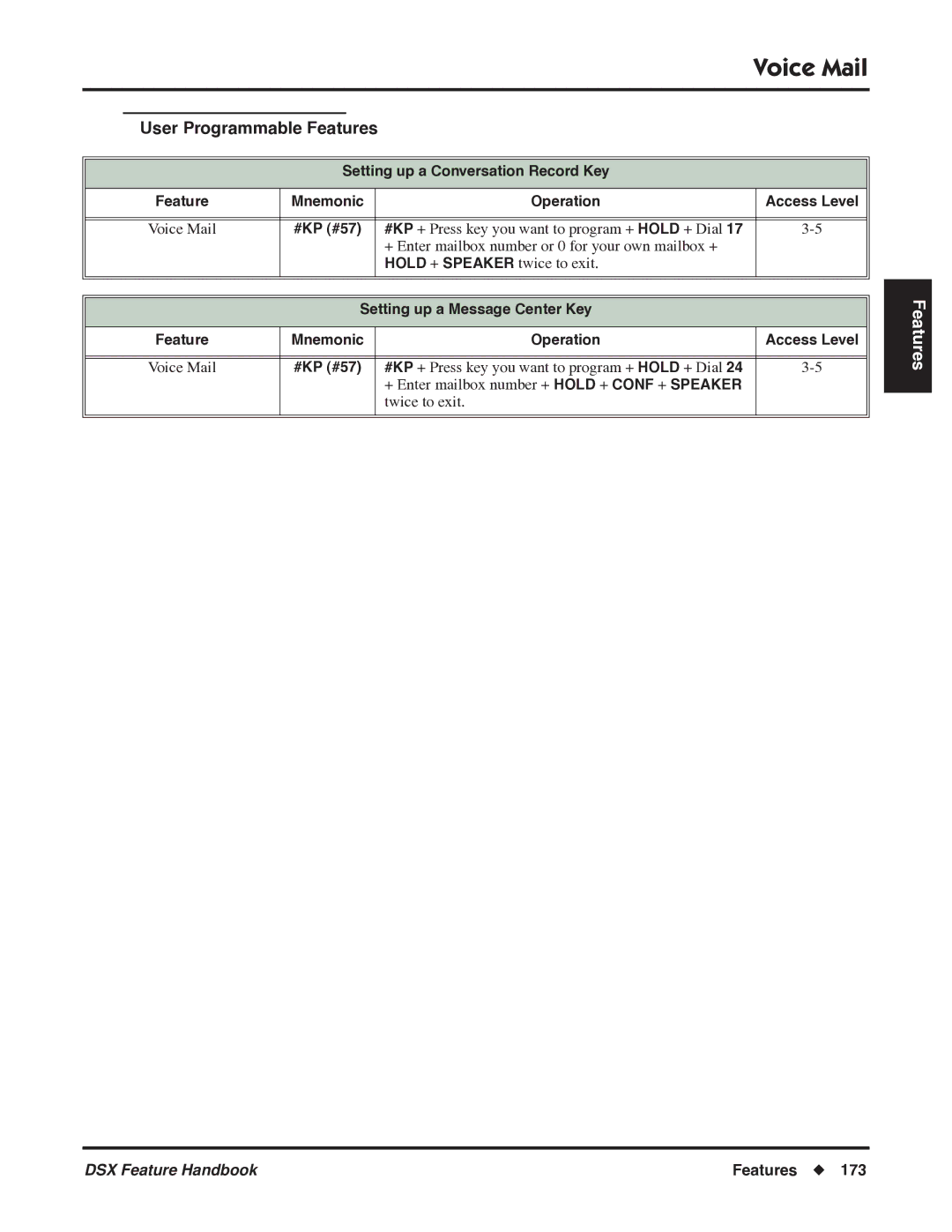 NEC P/N 1093099 manual Voice Mail 