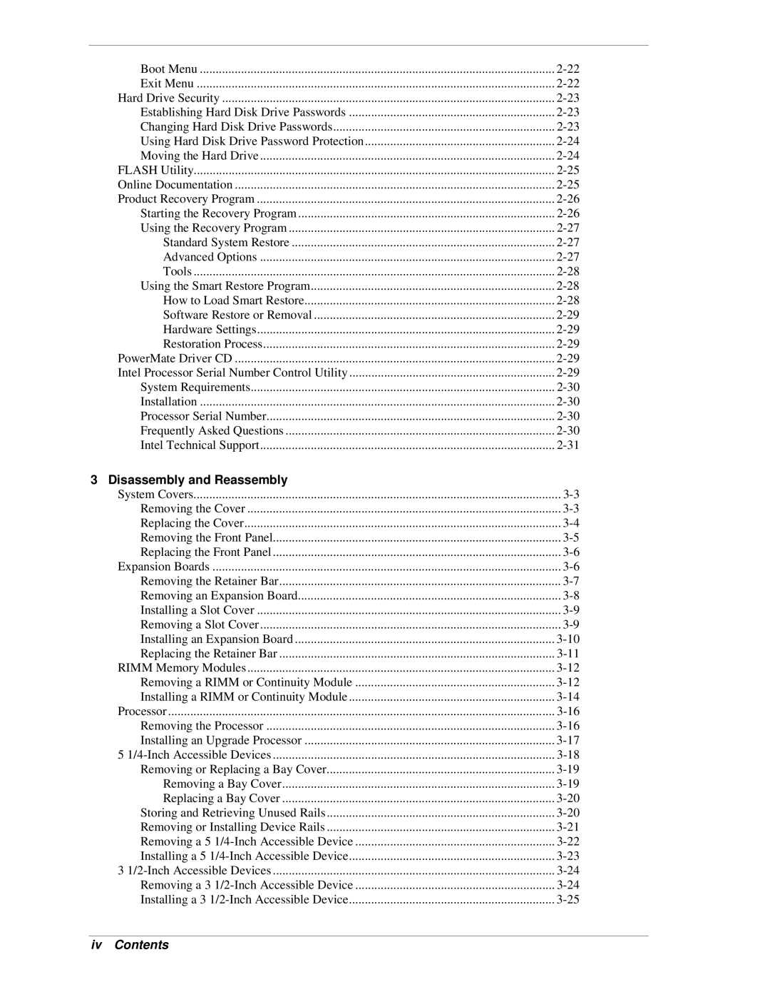 NEC PowerMate CT manual Iv Contents 