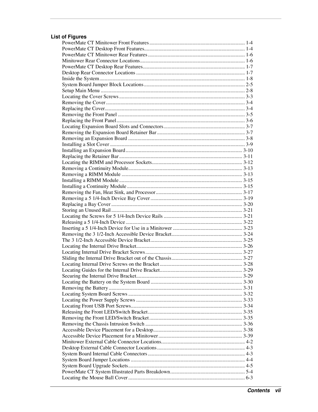 NEC PowerMate CT manual List of Figures 