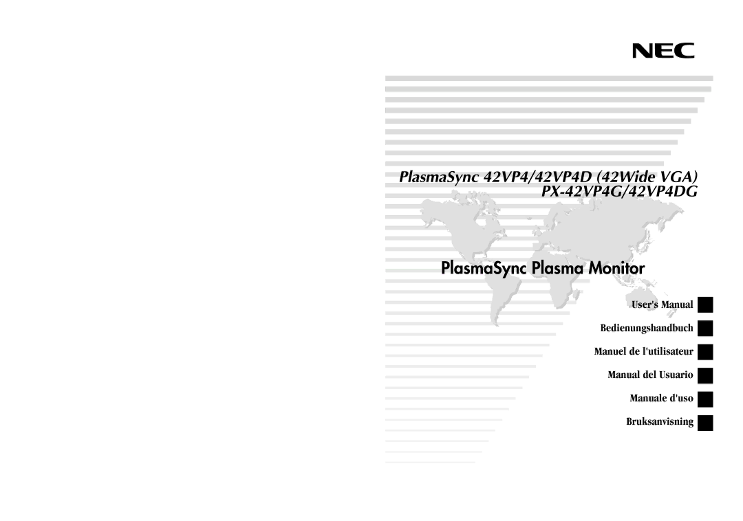 NEC 42VP4DG, PX-42VP4G user manual PlasmaSync Plasma Monitor 