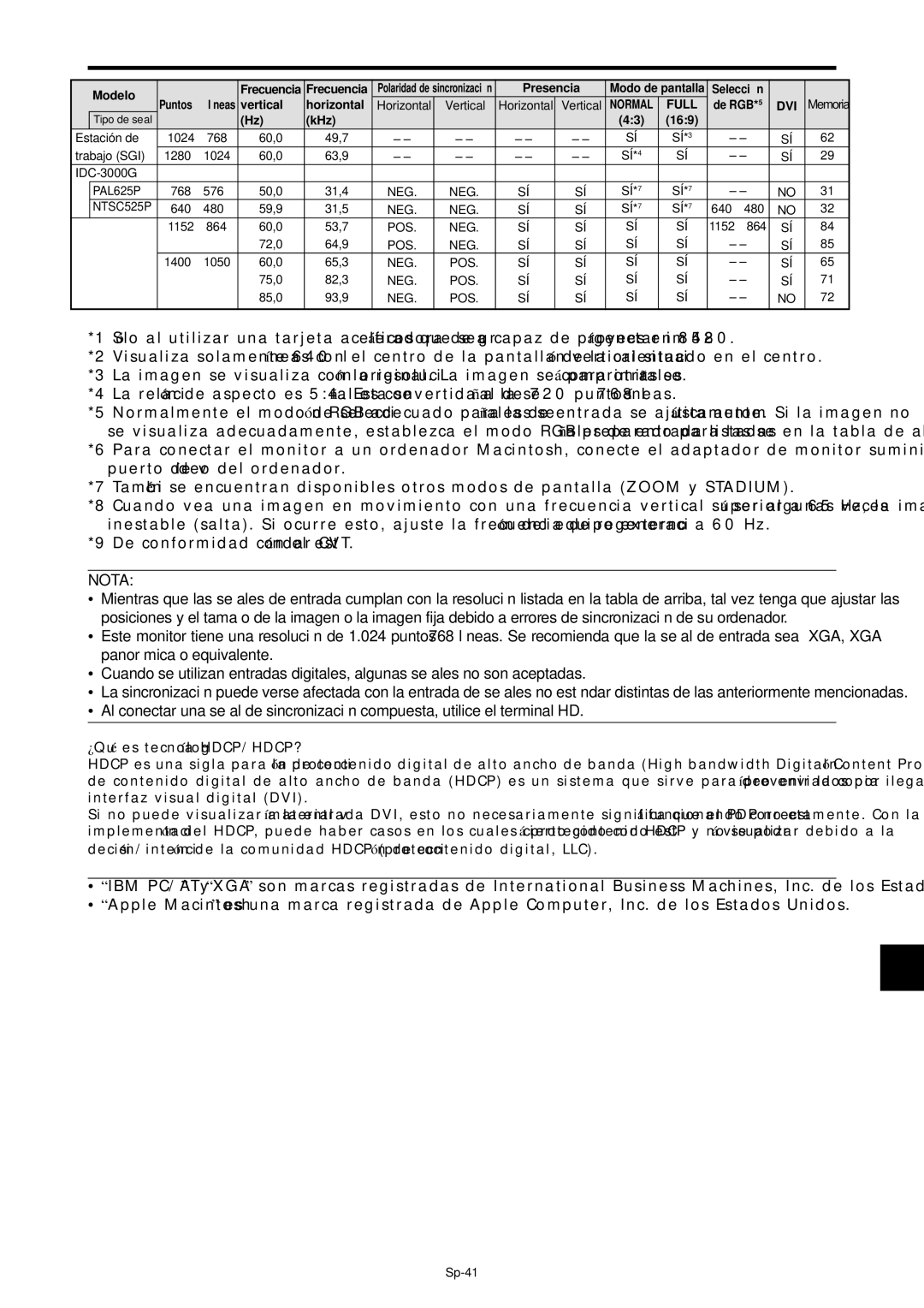 NEC PX-42XM4A, PX-61XM4A manual Puerto de vídeo del ordenador 