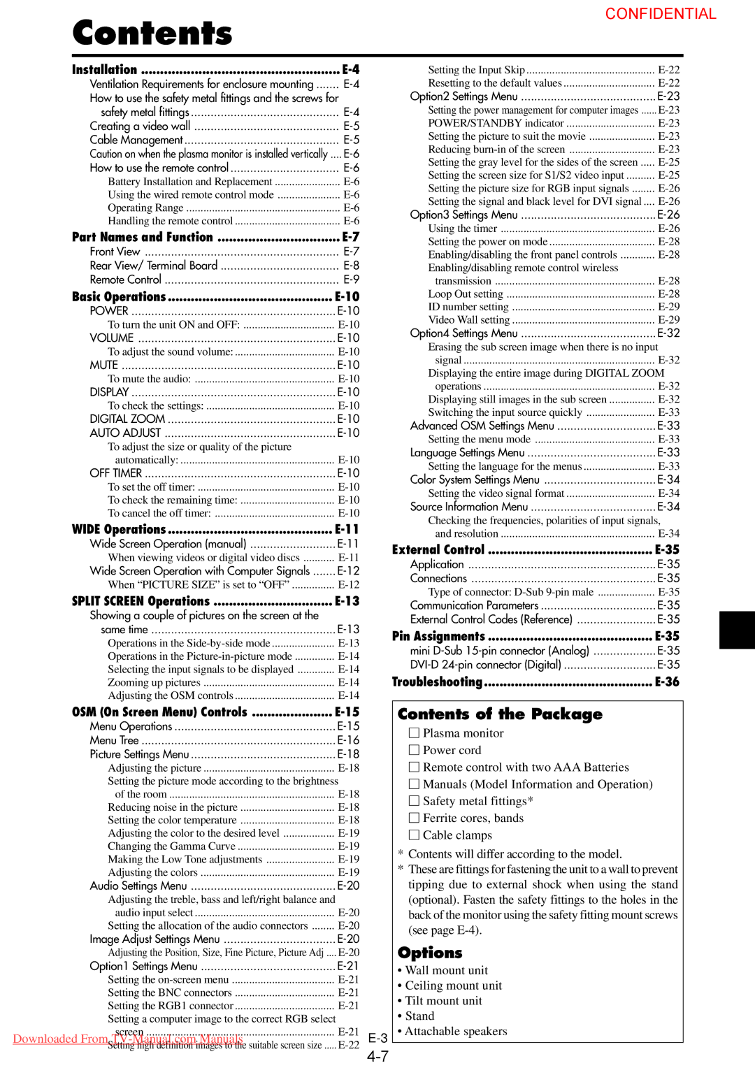 NEC PX-50XM4G user manual Contents 