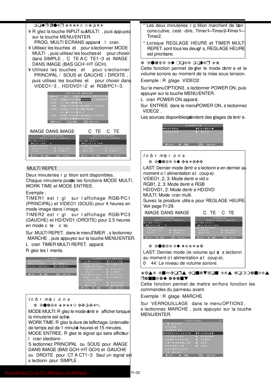 NEC PX-50XM5A, PX-42XM4A, PX-61XM4A Ré glage du mode Power on, Mise en/hors fonction des commandes du panneau avant 