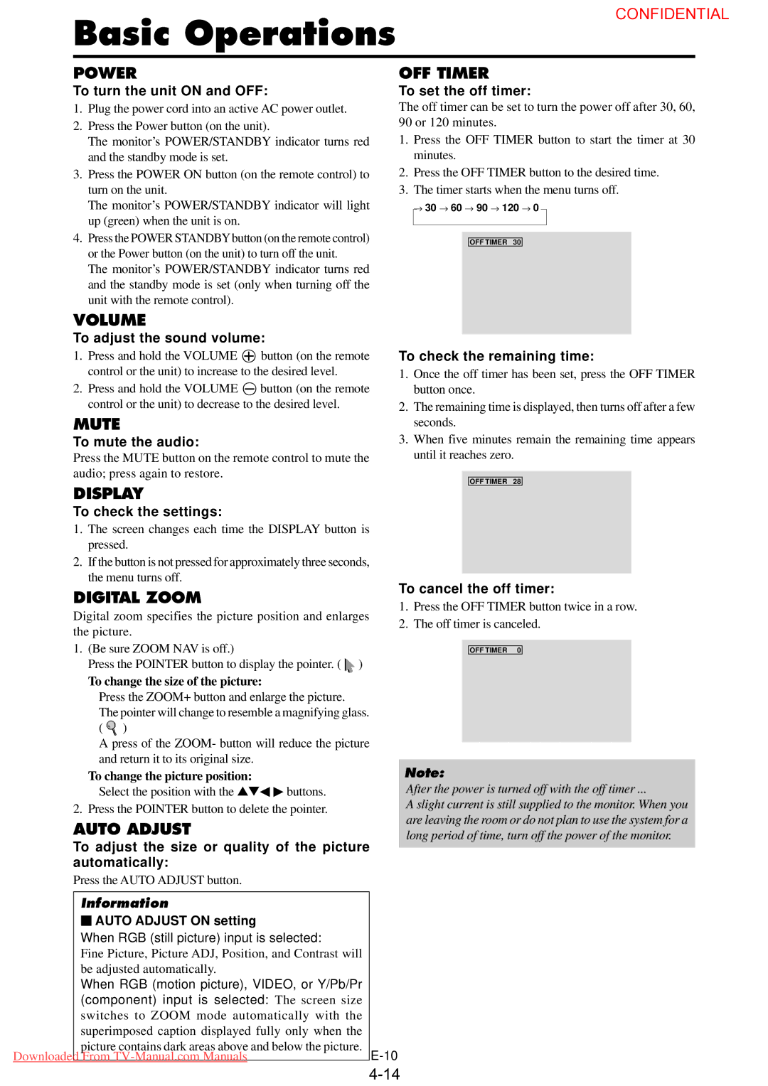 NEC PX-61XM3G user manual Basic Operations 