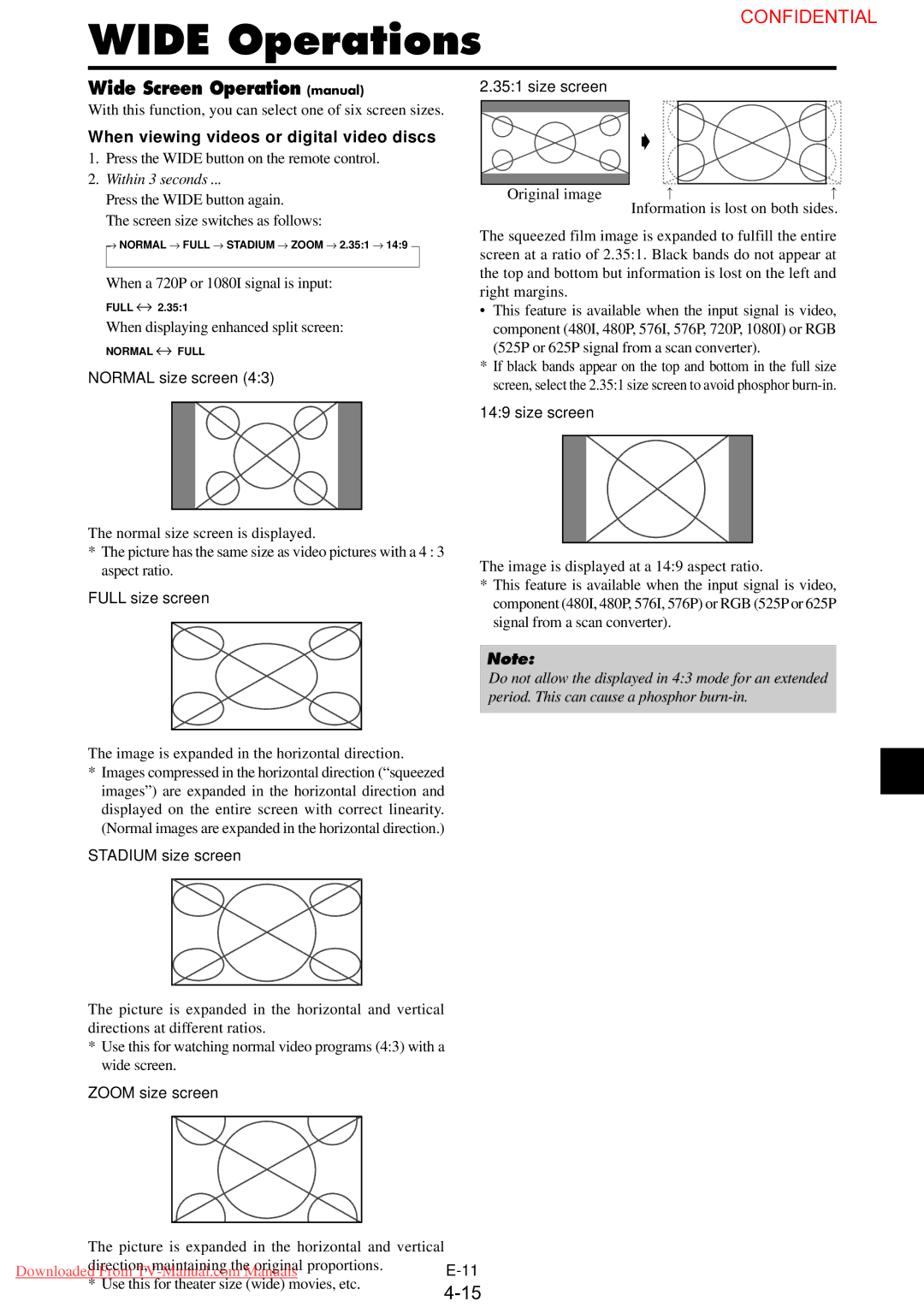 NEC PX-61XM3G user manual Wide Operations, When viewing videos or digital video discs 