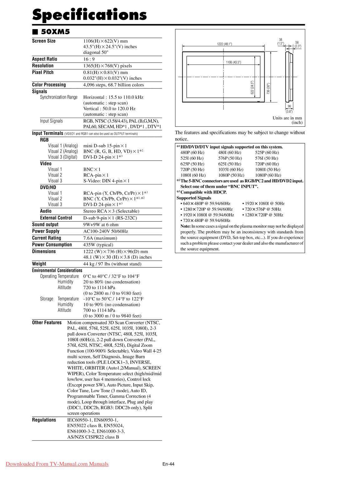 NEC PX-61XM4G, PX-50XM5G, PX-42XM4G user manual 