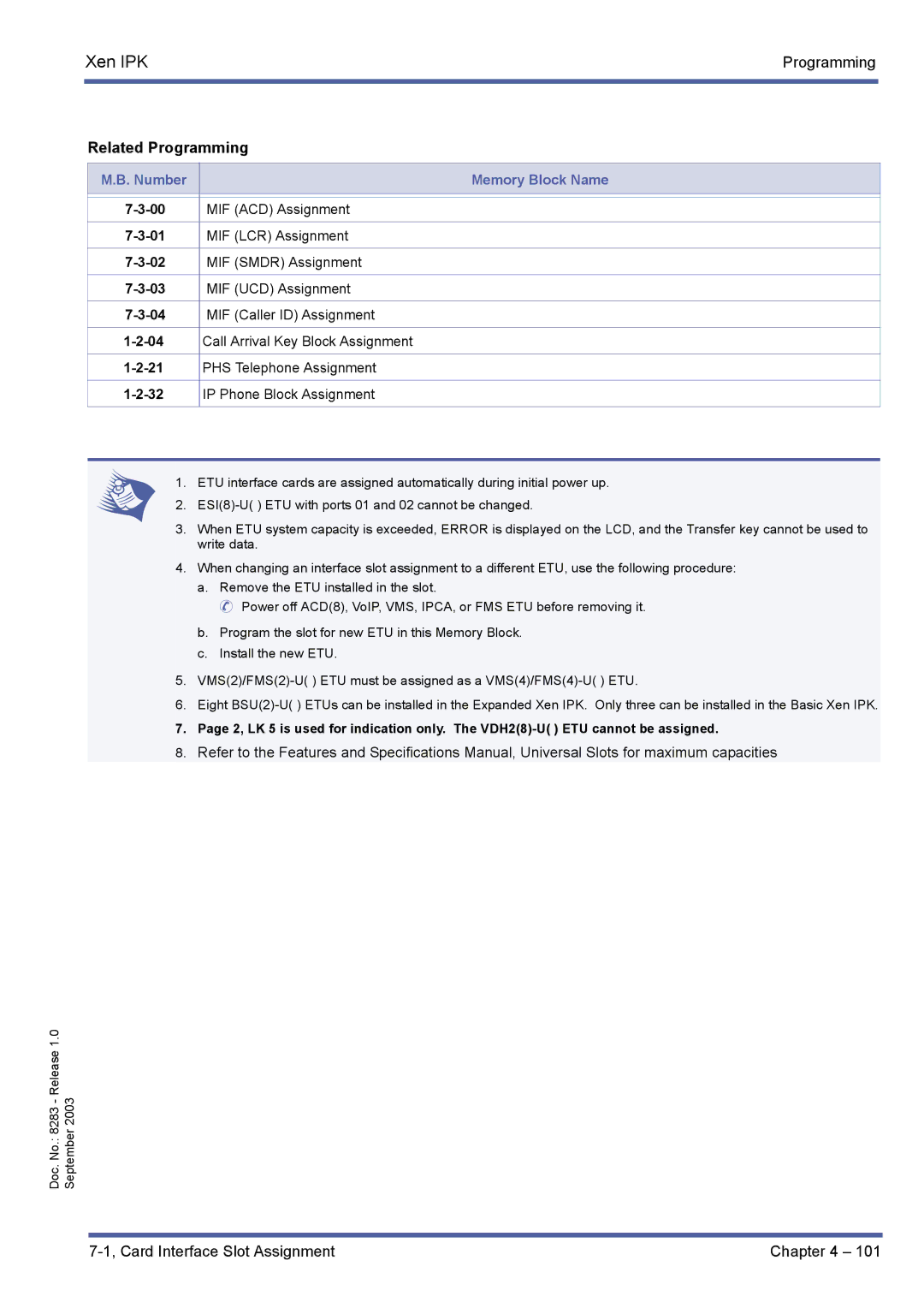 NEC R1000 manual MIF ACD Assignment 