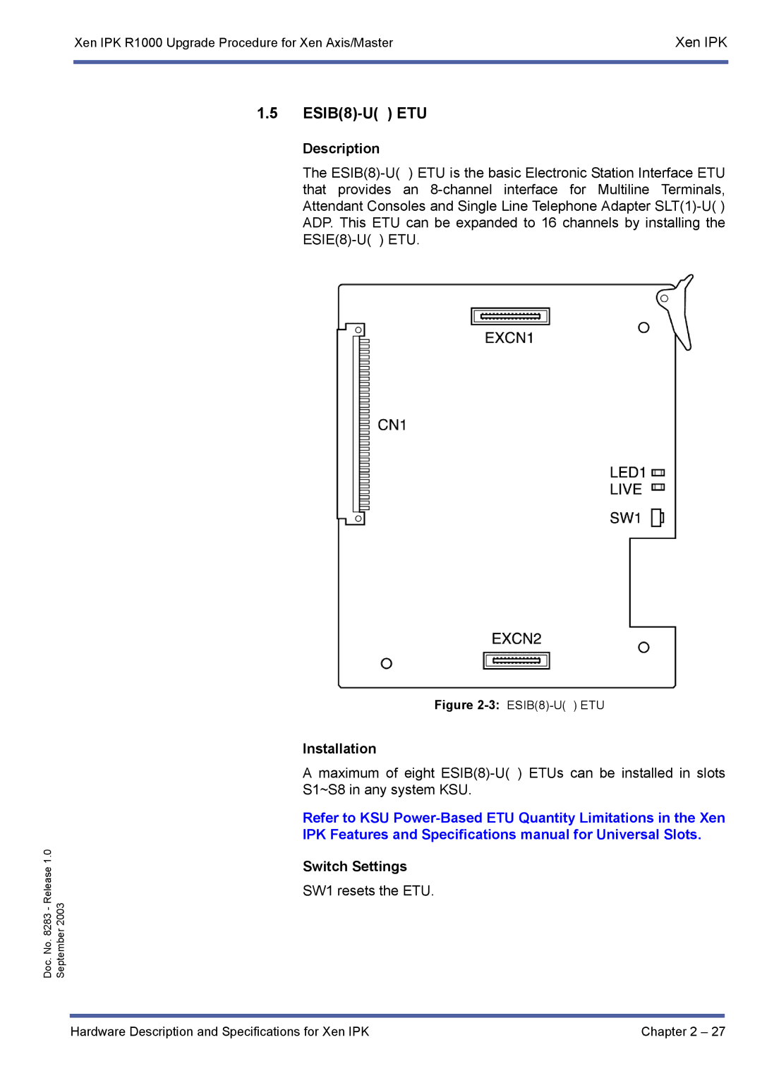 NEC R1000 manual ESIB8-U ETU 