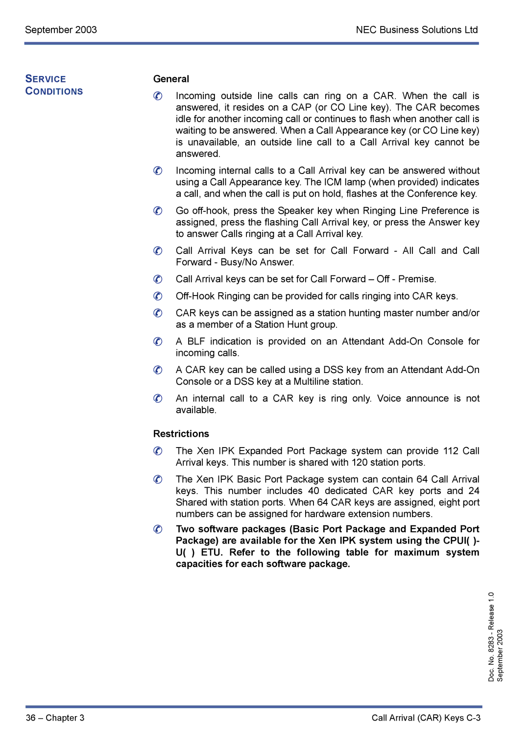 NEC R1000 manual Restrictions 