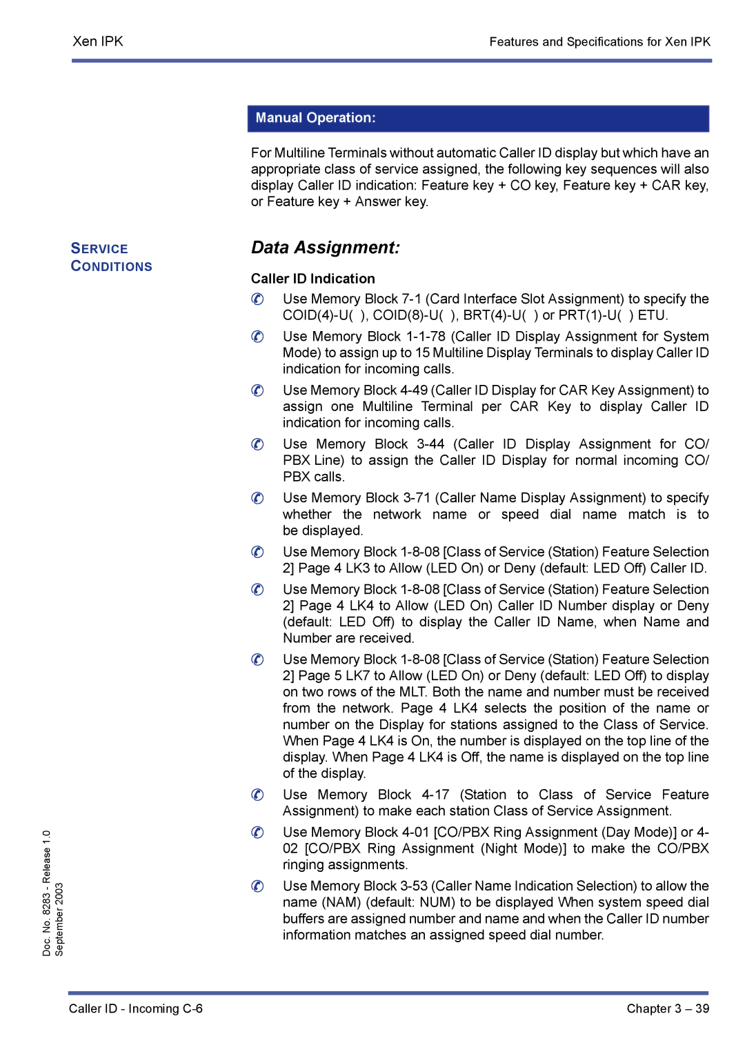 NEC R1000 manual Manual Operation, Caller ID Indication 