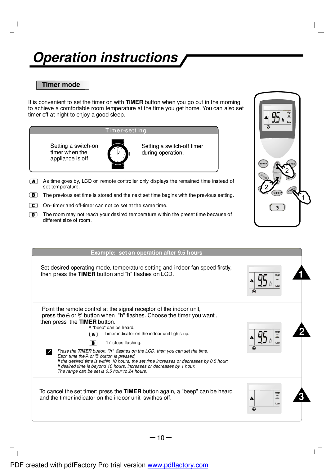 NEC RIH-3267, RIH-2667 user manual Timer mode, Timer-setting 