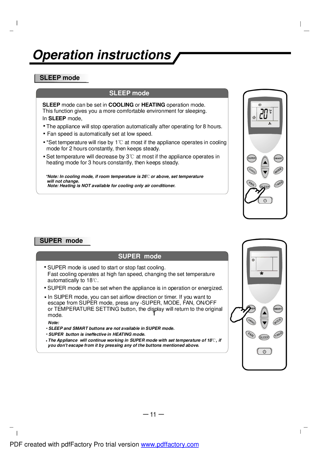 NEC RIH-2667, RIH-3267 user manual Sleep mode, Super mode 