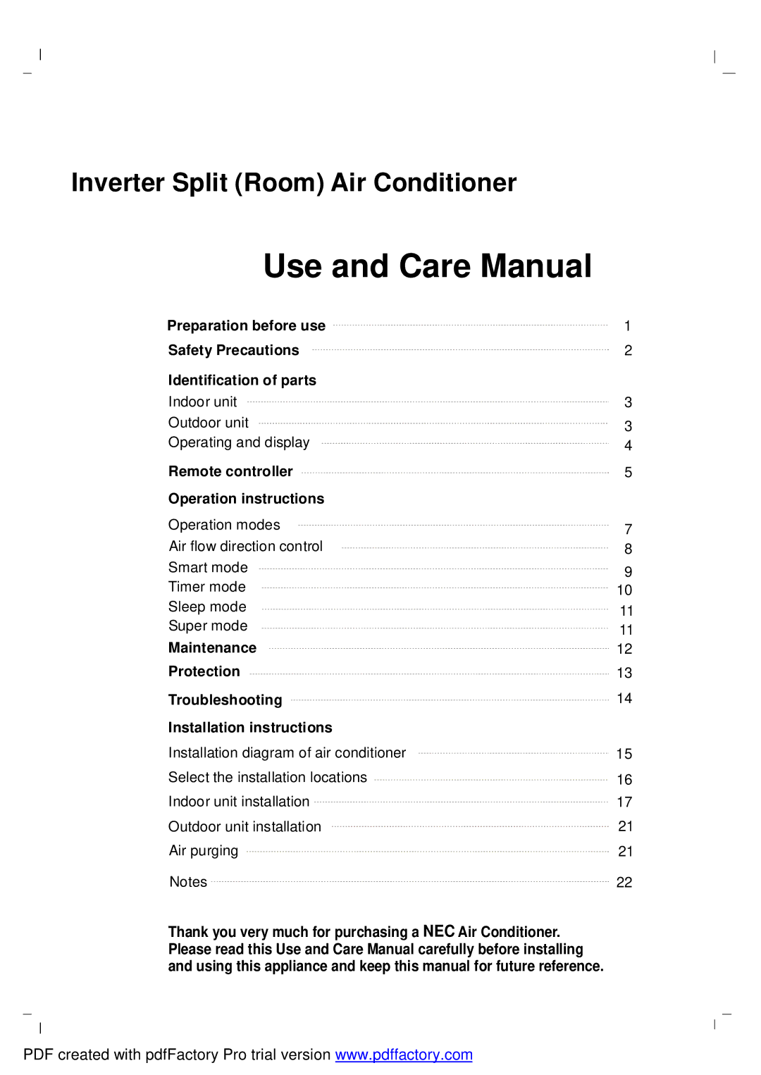 NEC RIH-3267, RIH-2667 user manual Use and Care Manual 