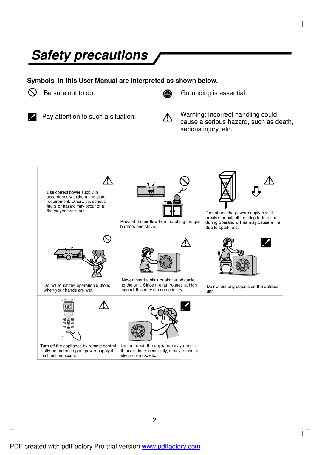 NEC RIH-3267, RIH-2667 user manual Safety precautions 