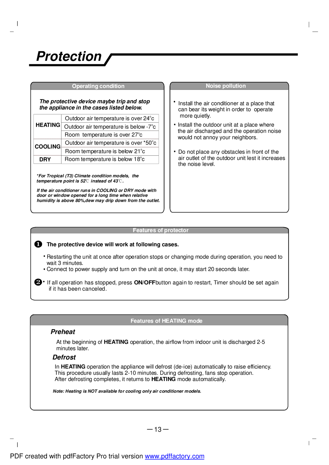 NEC RIH-6867 user manual Protection, Protective device will work at following cases 