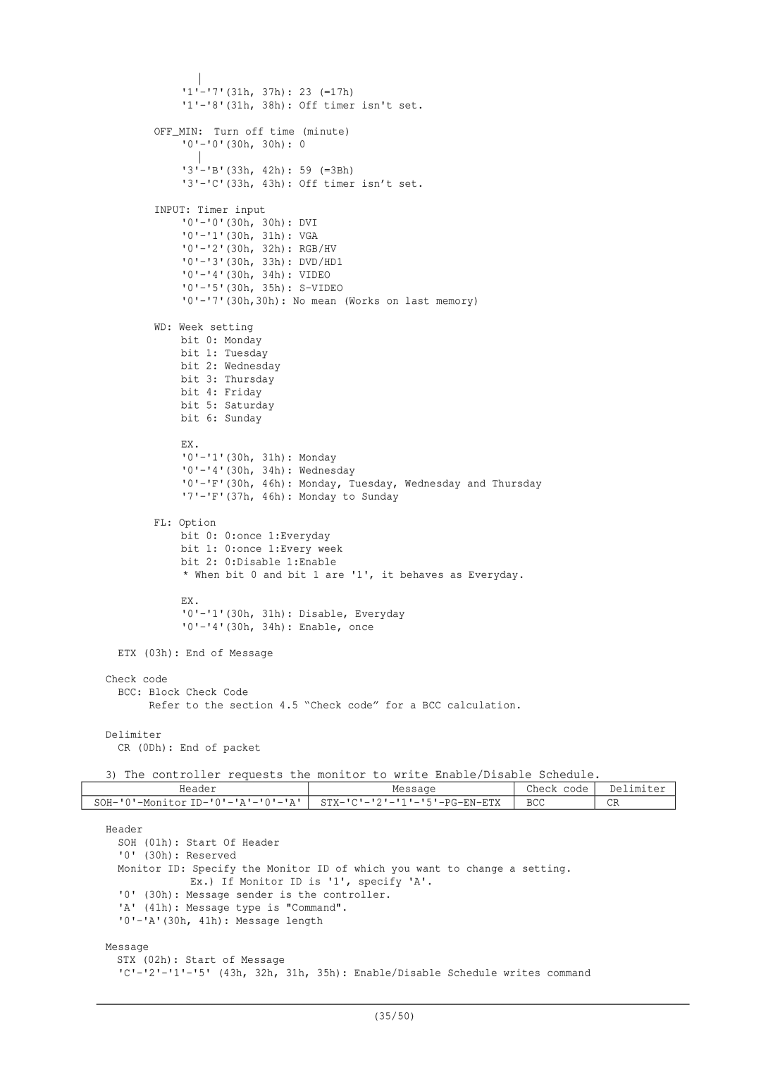 NEC RS-232C user manual Bcc 