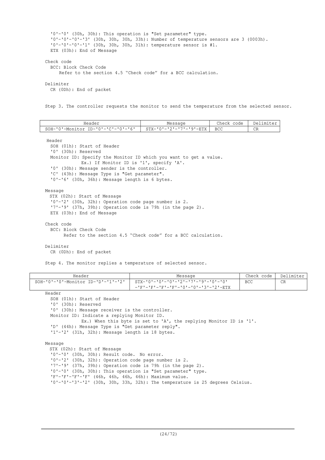 NEC RS-232C manual SOH-0-Monitor ID-0-C-0-6 STX-0-2-7-9-ETX 