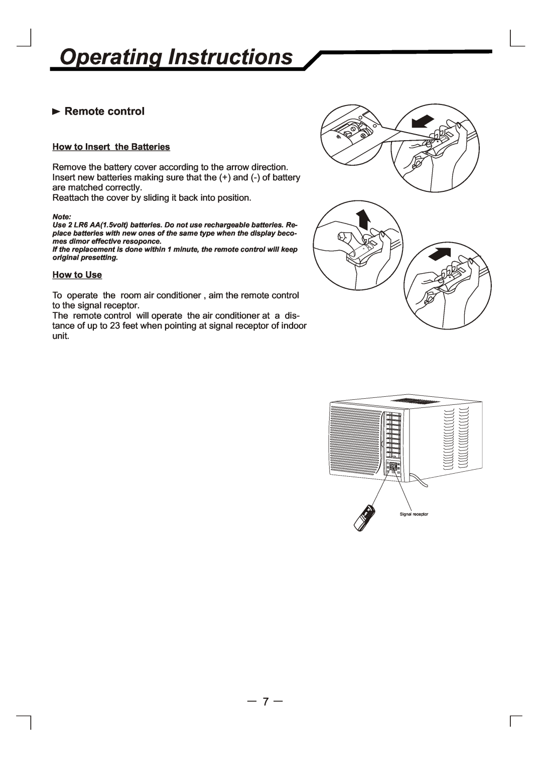 NEC RWC-3217, RWC-4717 user manual Operating Instructions, Remote control, How to Insert the Batteries, How to Use 