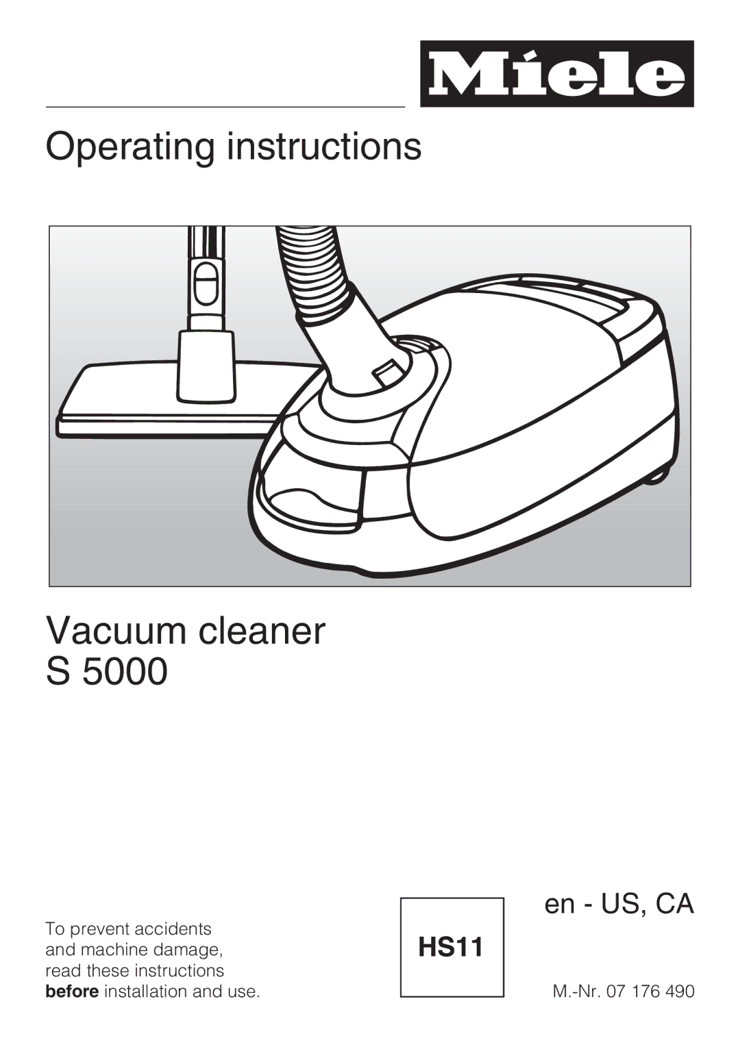 NEC S 5000 operating instructions Operating instructions Vacuum cleaner 5000 