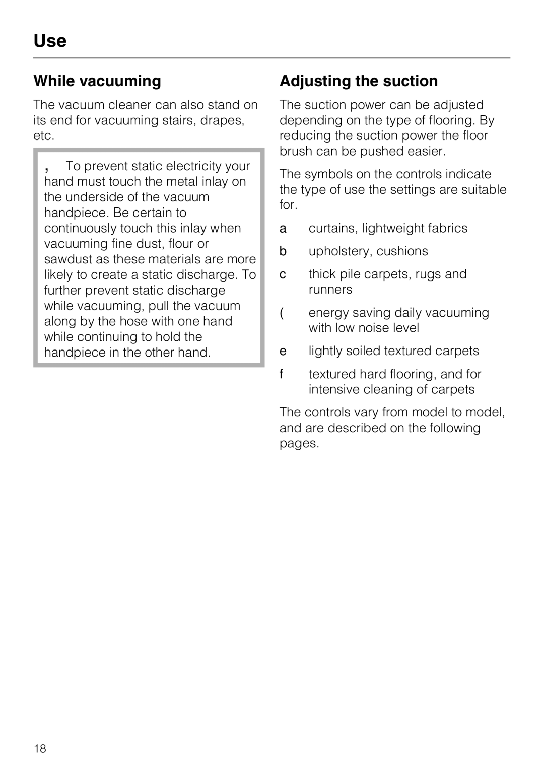 NEC S 5000 operating instructions While vacuuming, Adjusting the suction 