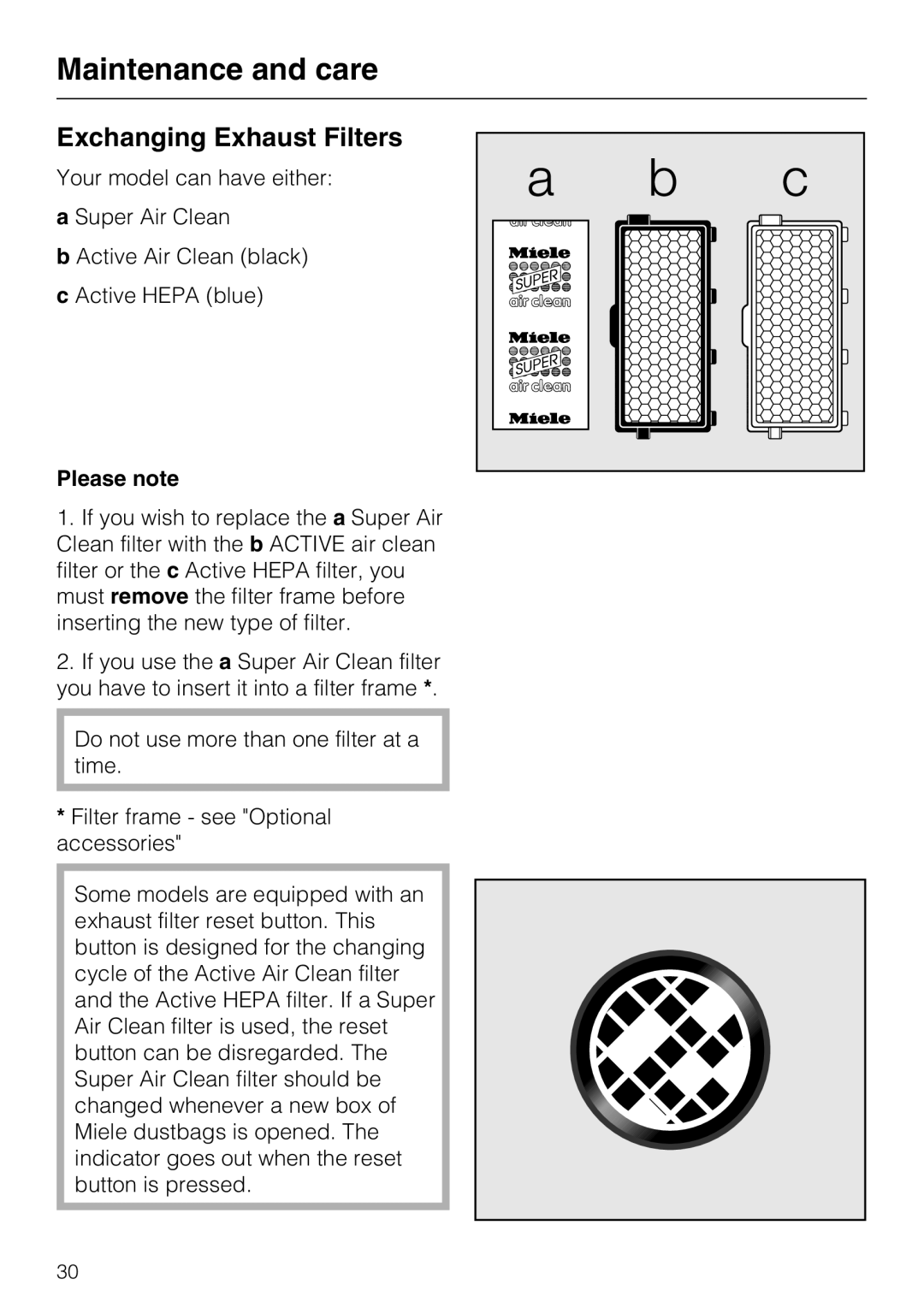 NEC S 5000 operating instructions Exchanging Exhaust Filters, Please note 