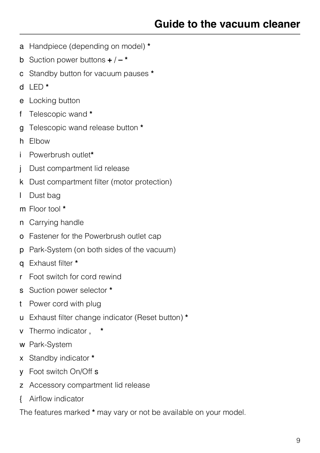 NEC S 5000 operating instructions Guide to the vacuum cleaner 