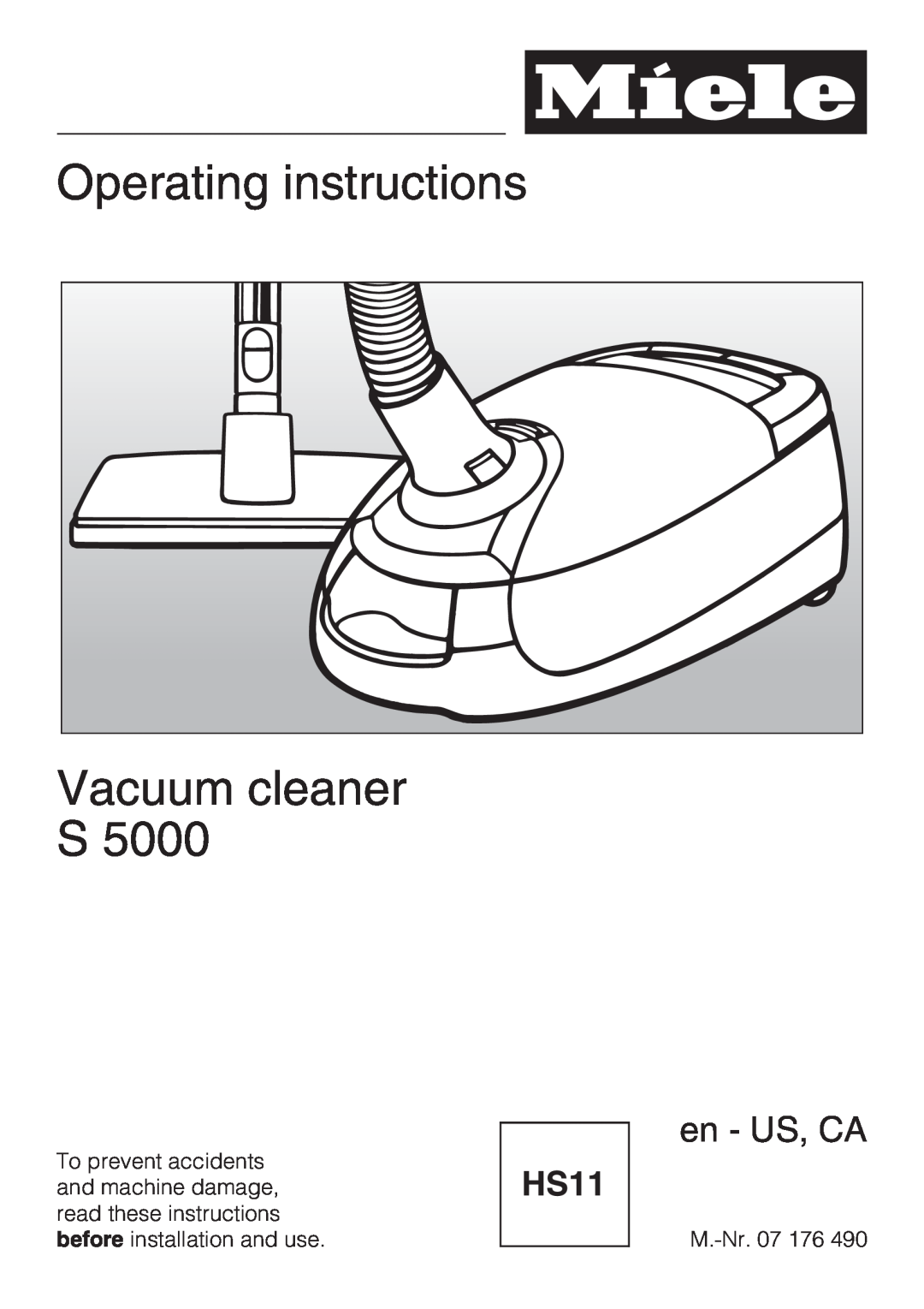 NEC S 5000 operating instructions Operating instructions Vacuum cleaner S, en - US, CA 
