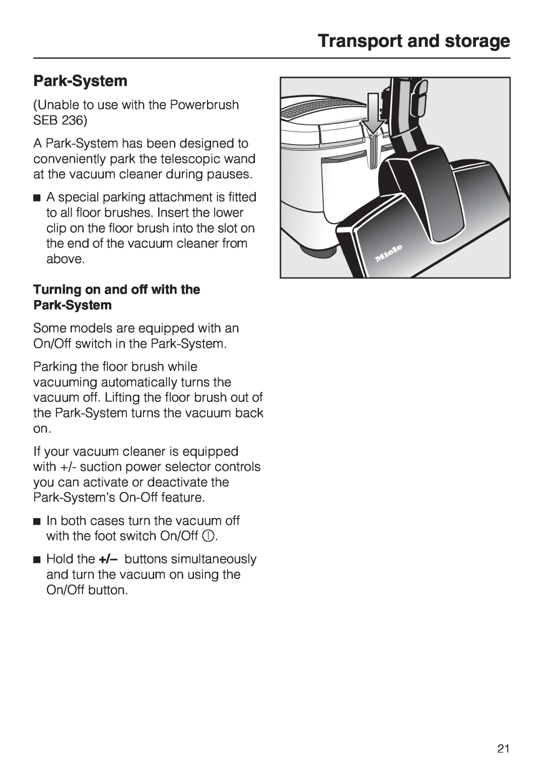 NEC S 5000 operating instructions Transport and storage, Park-System 