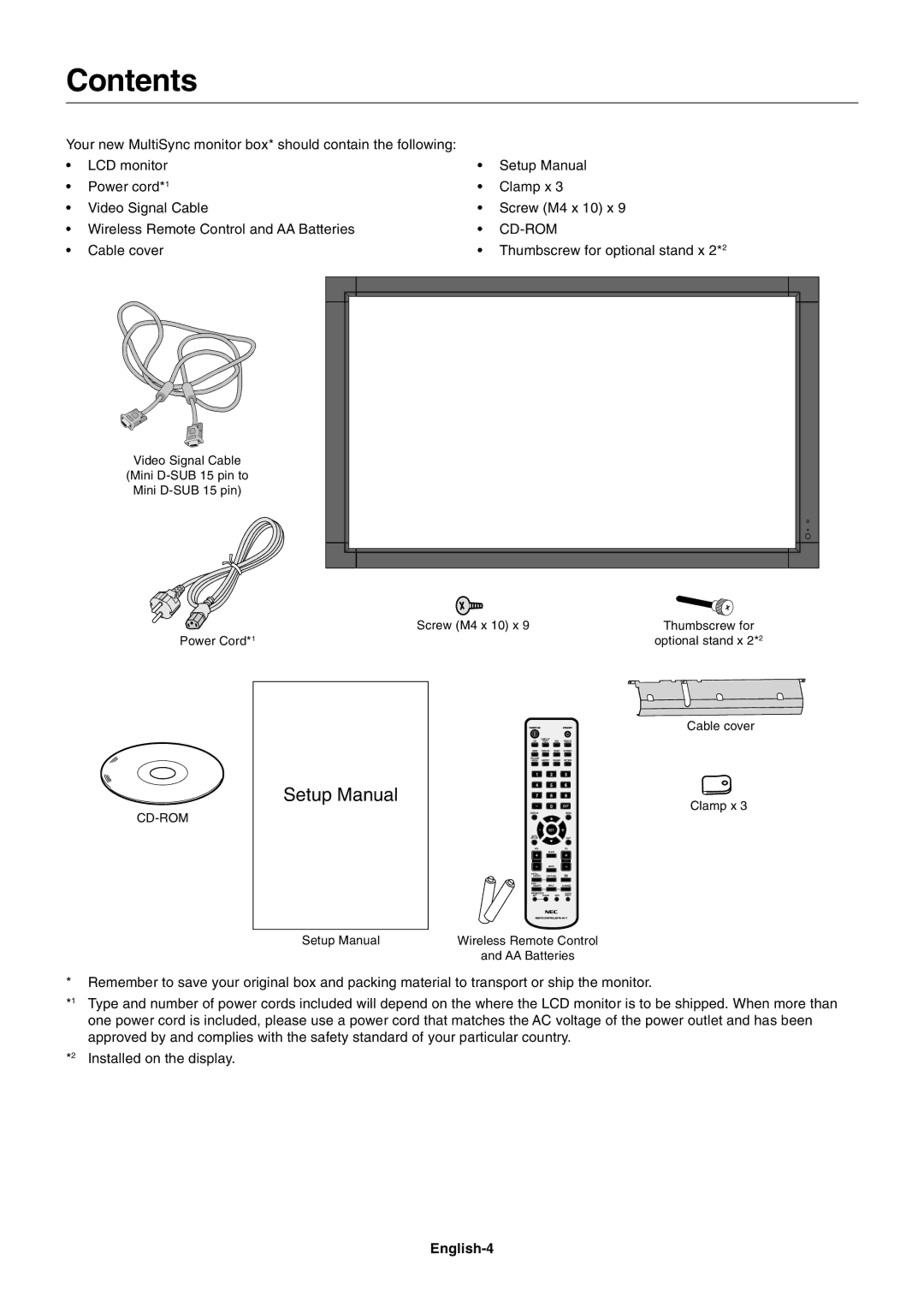 NEC S401AVT, S461AVT user manual Contents 