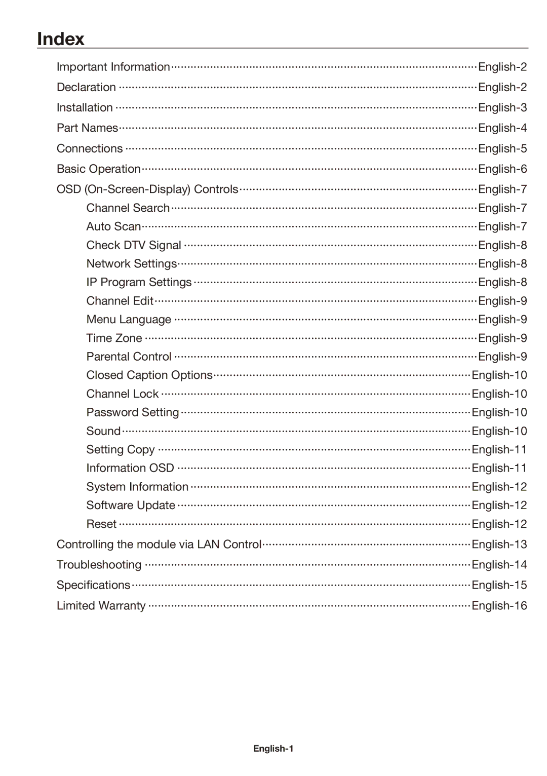 NEC SB-03TM user manual Index 