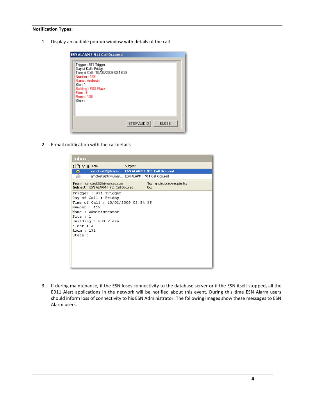 NEC SMB8000 manual Notification Types 