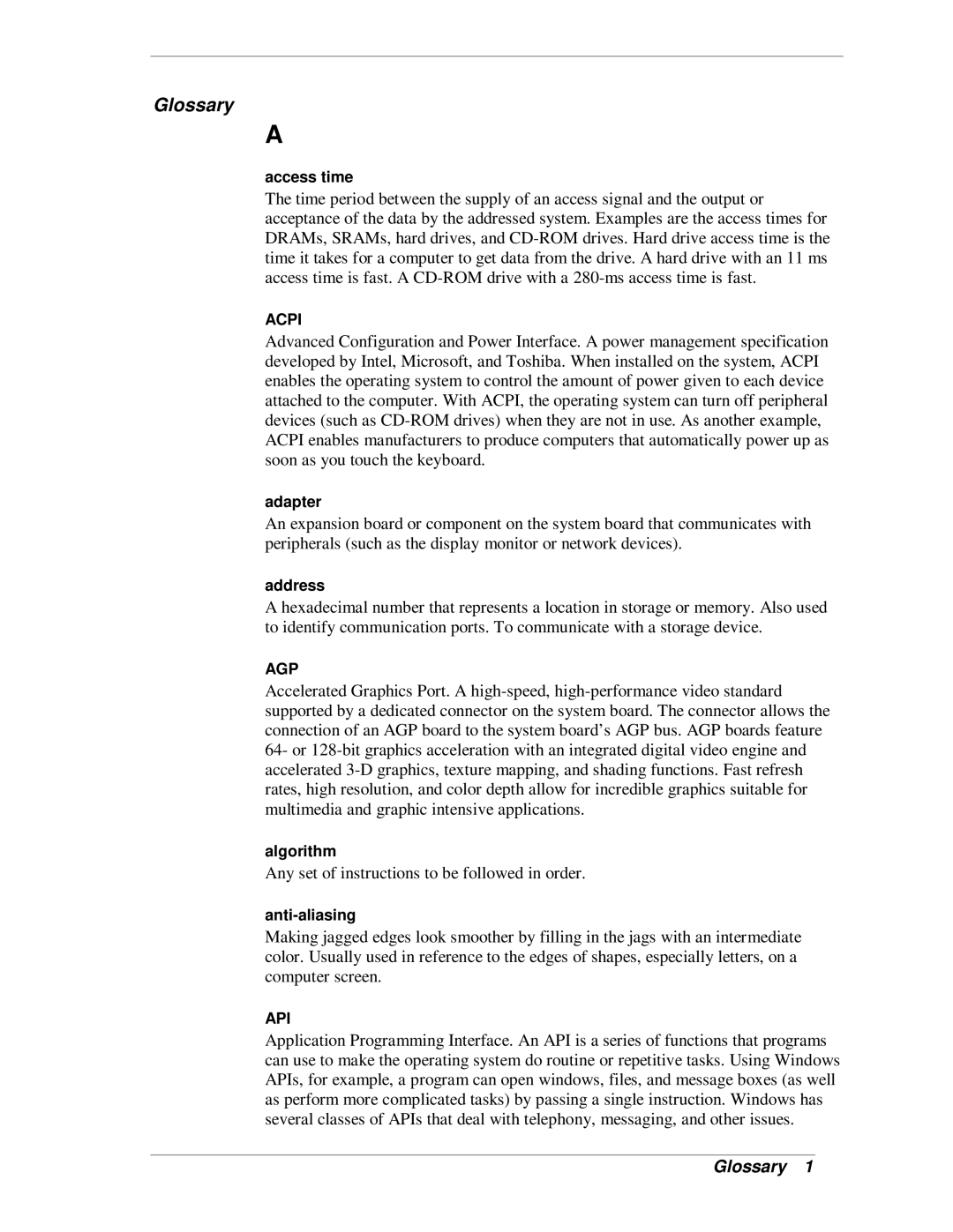 NEC SP B-Series manual Glossary 