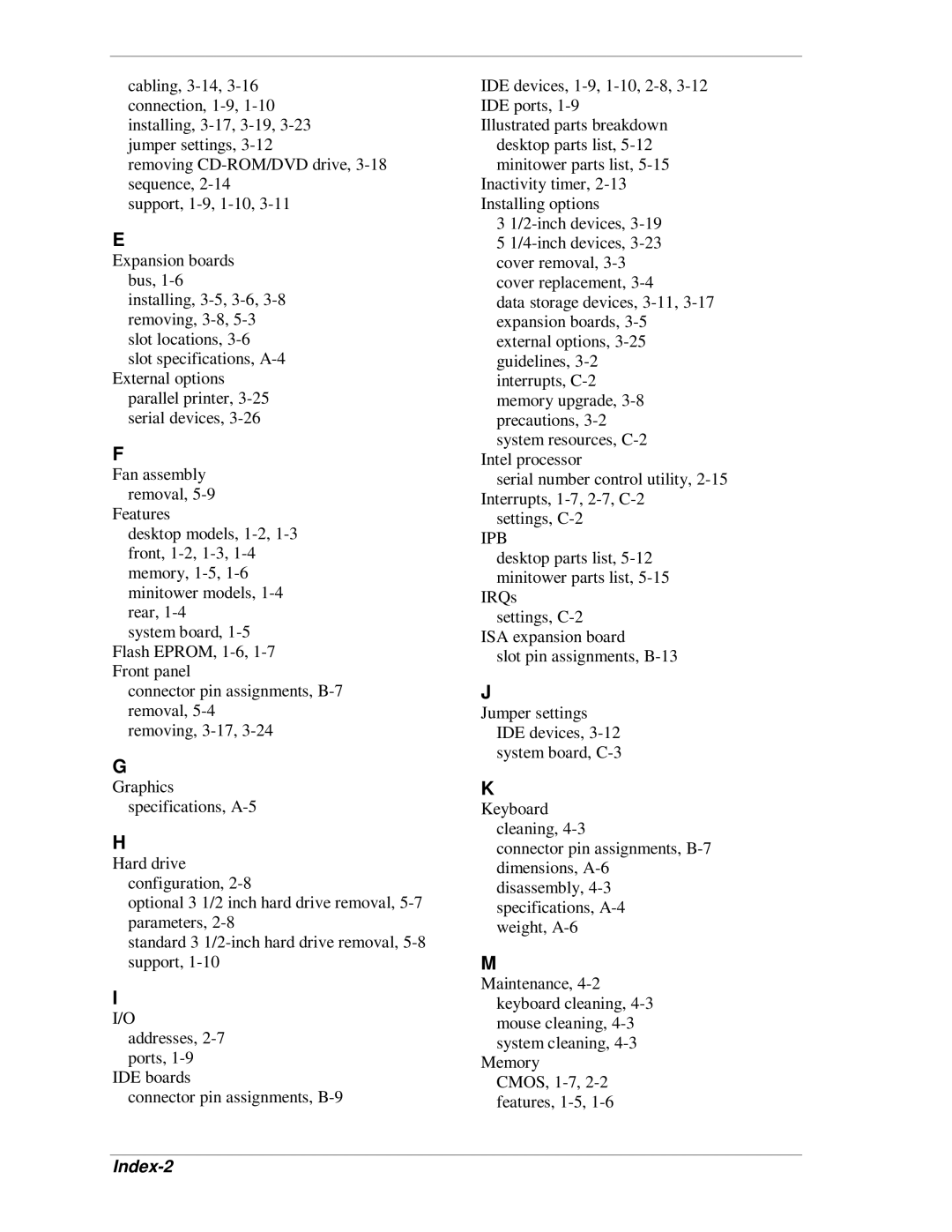 NEC SP B-Series manual Ipb, Index-2 