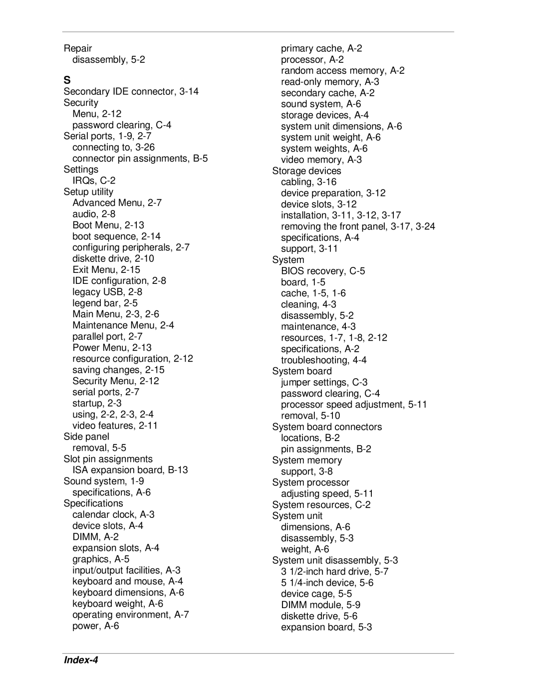 NEC SP B-Series manual Index-4 