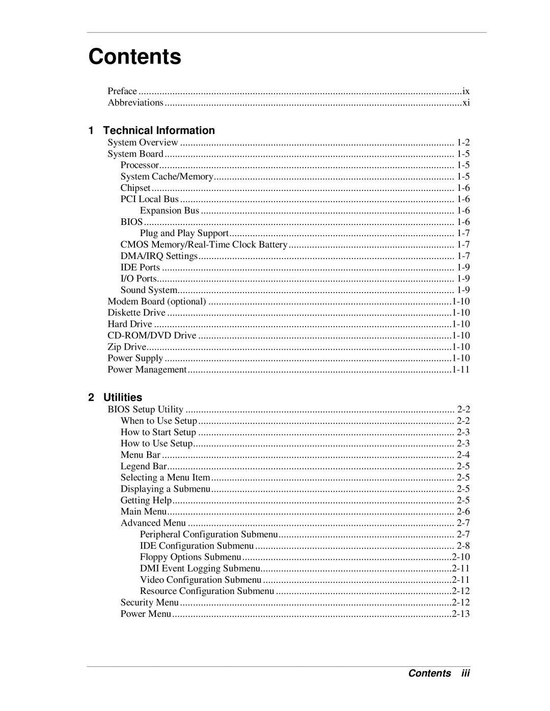 NEC SP B-Series manual Contents 