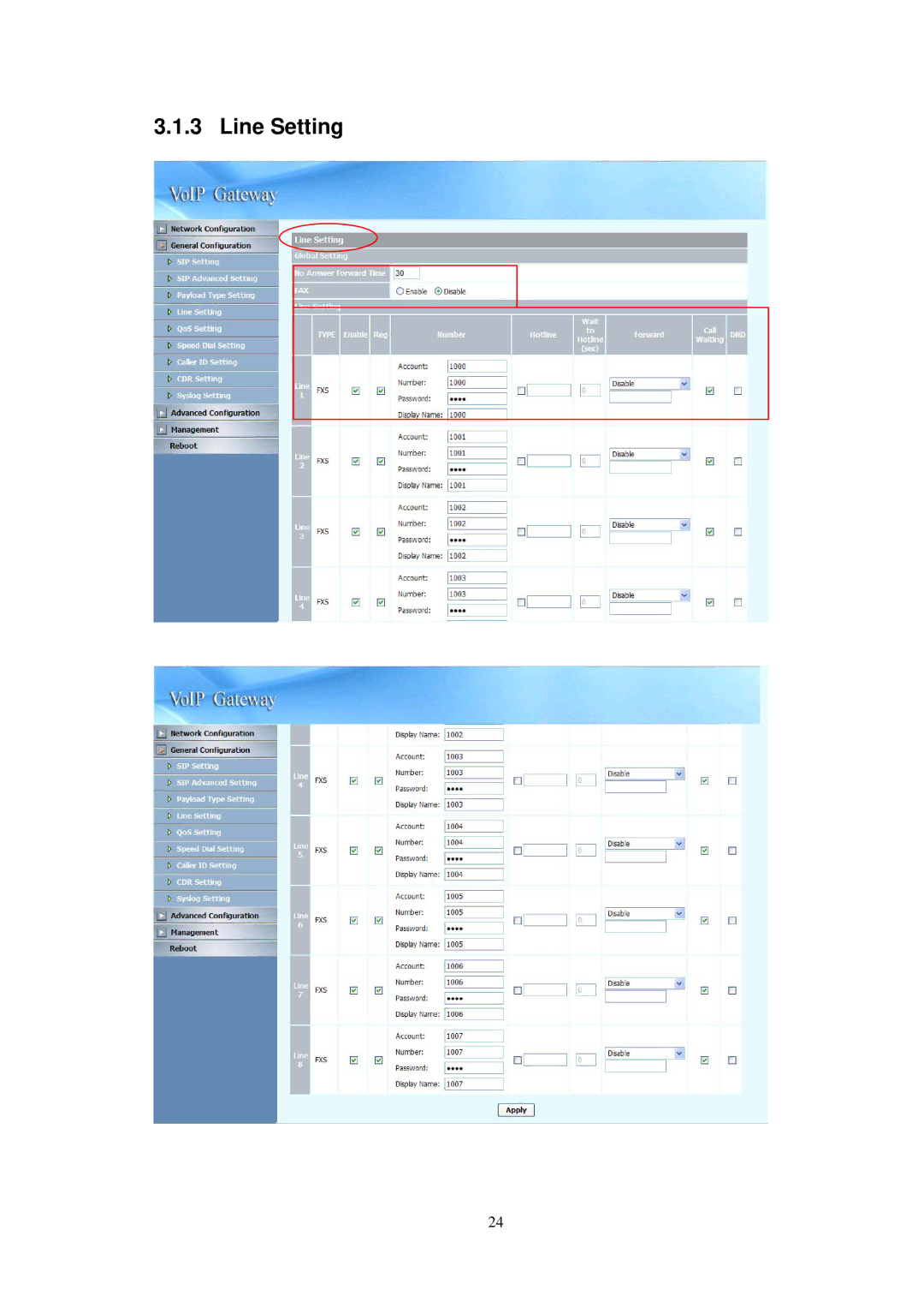 NEC SP5008A user manual Line Setting 