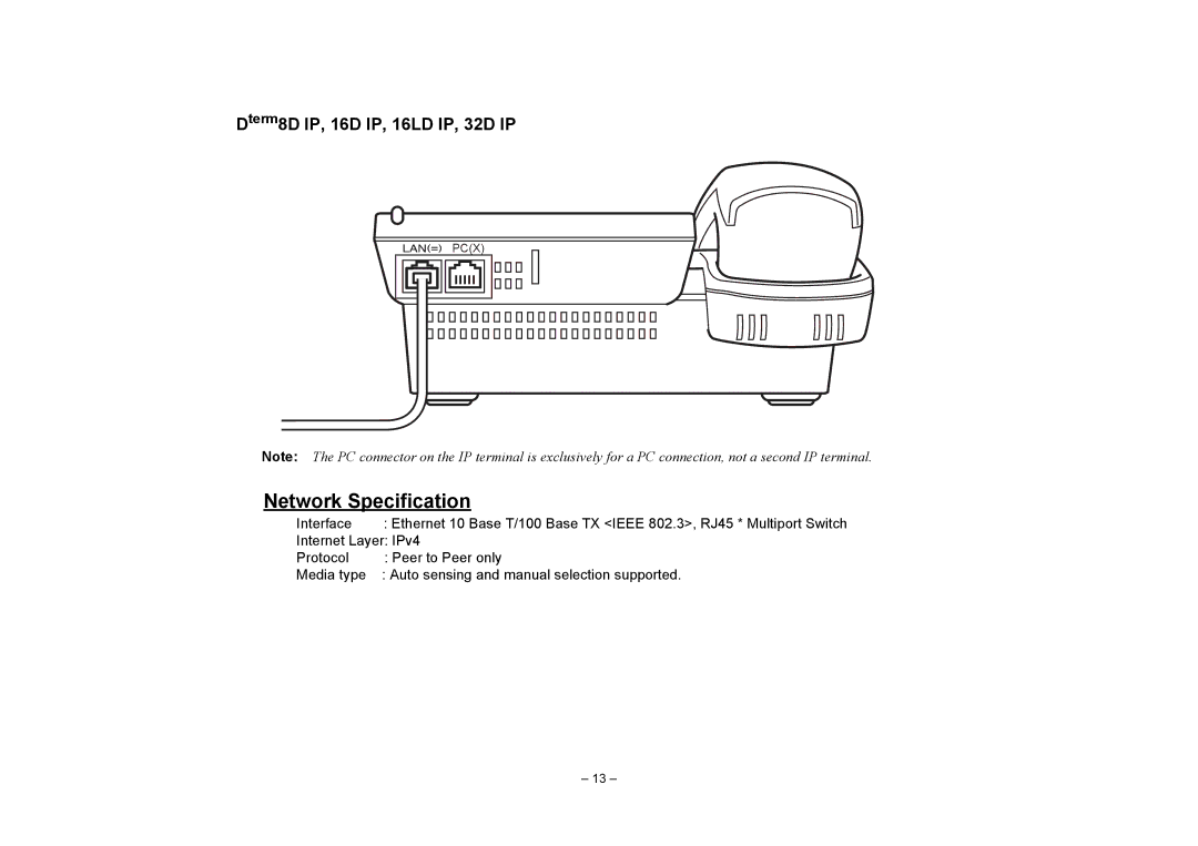 NEC SV7000 manual Dterm8D IP, 16D IP, 16LD IP, 32D IP 