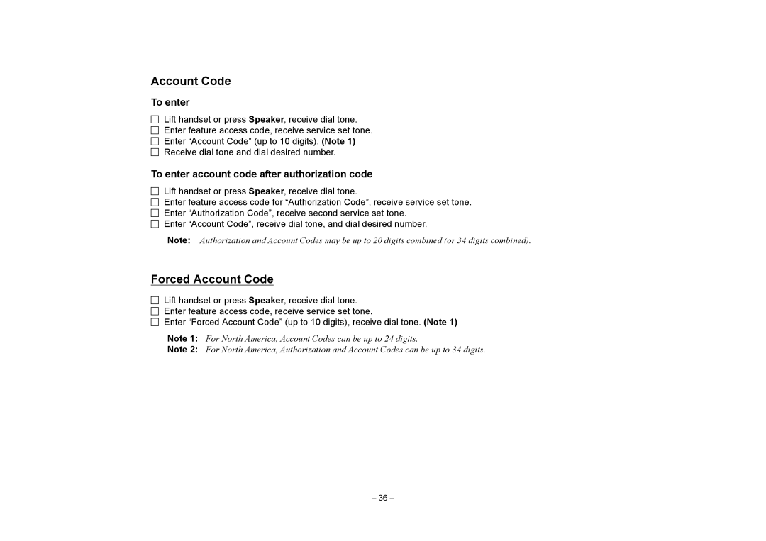 NEC SV7000 manual Forced Account Code, To enter account code after authorization code 