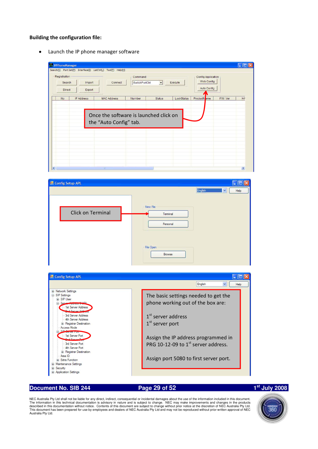 NEC SV8100 specifications Building the configuration file 